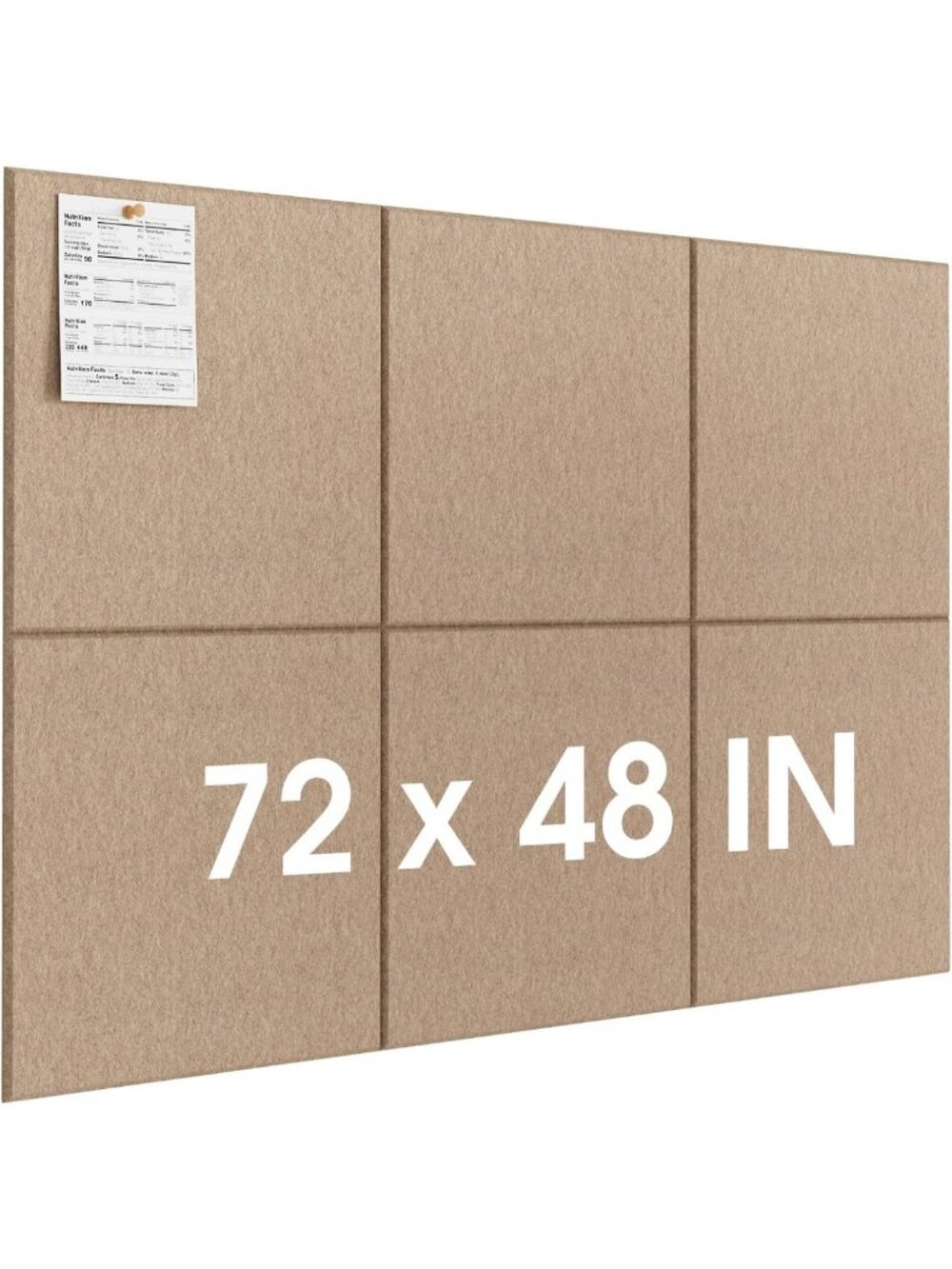 Extra Large 72"x48" Felt Bulletin Board, Tan Wall Tiles with Pushpins - Home
